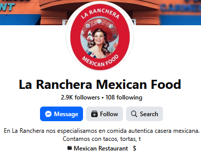 FaceBook of La Ranchera Mexican Food